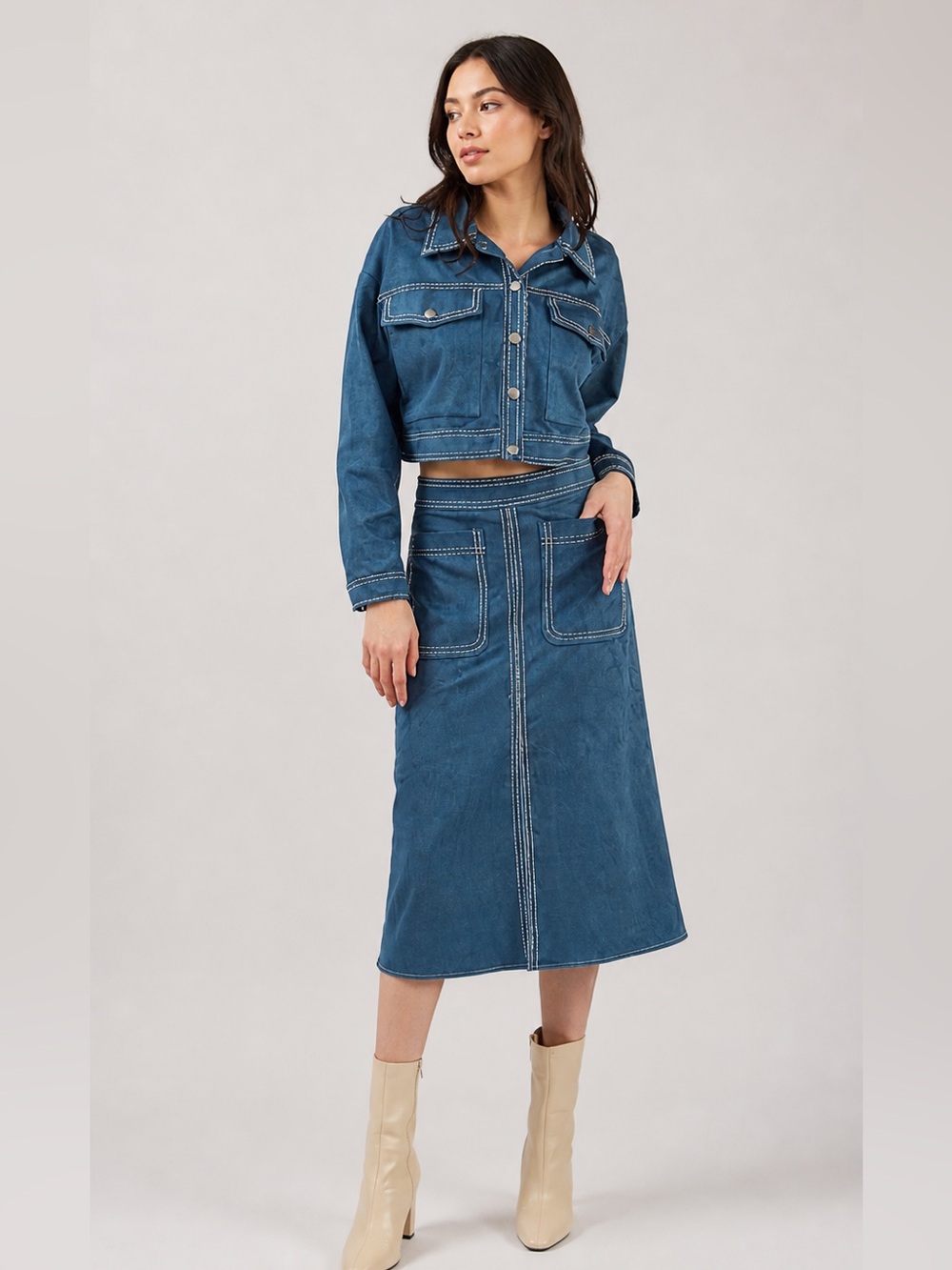 🇺🇸Firm Price🇺🇸 En Saison Robin Midi Skirt faux suede